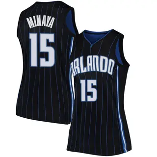 Women's Justin Minaya Orlando Magic Black Jersey - Statement Edition - Swingman